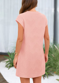 Cap Sleeve Crew Neck Casual Loose Basic Mini Dress