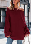 PRETTYGARDEN Women's Fall Oversized Sweaters Long Sleeve V Neck Dressy Casual Chunky Knit Loose Pullover Tops Winter Clothing