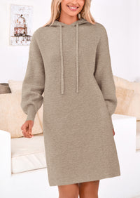 Knit Pullover Long Sleeve Hoodie Sweater Dress