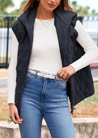 Casual Sleeveless Hooded Zipper Jacket Jacket