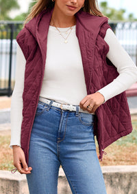 Casual Sleeveless Hooded Zipper Jacket Jacket