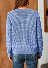 Knit Cardigan Long Sleeve Open Front Button Down Jacket