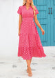 Casual V-neck short sleeved Bohemian Maxi dress