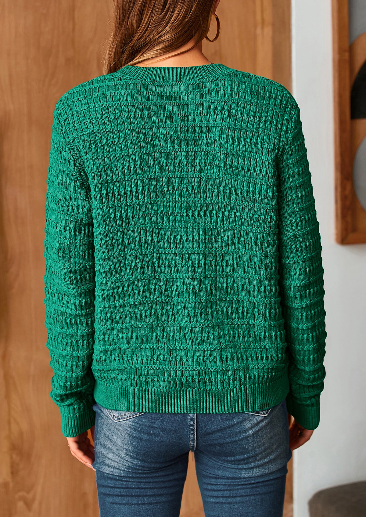 Knit Cardigan Long Sleeve Open Front Button Down Jacket