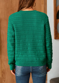 Knit Cardigan Long Sleeve Open Front Button Down Jacket