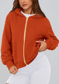Y2K Zip Up Hoodie Long Sleeve Loose Fit Pockets Casual Sweatshirt