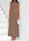 PRETTYGARDEN Skirt Sets Ruched Tank Tops Ruffle Maxi Skirts Wedding Guest Matching 2 Piece Outfits