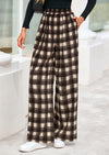 PRETTYGARDEN Casual Women's Pants Elastic Waist Palazzo Long Stretchy Wide Leg Trousers Knit Fall Outfits with Pockets