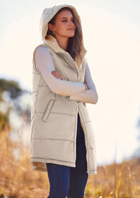 PRETTYGARDEN Womens Fall Reversible Vests Sleeveless Fleece Jacket Zip Up Hoodie Pockets Long Warm Winter Coat Outerwear