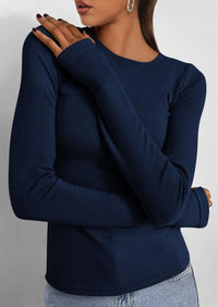 Casual Long Sleeved Round Neck Y2k Top