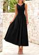 Casual Sleeveless Striped Ribbed Knit Long Dresses Beach Vacation Sundress