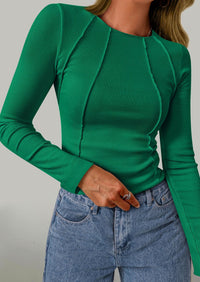 Long Sleeved Crop Exposed Casual T-Shirt