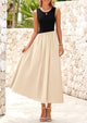Casual Sleeveless Striped Ribbed Knit Long Dresses Beach Vacation Sundress