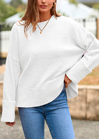 PRETTYGARDEN Women's Fall Oversized Sweaters Casual Crewneck Pullover Long Sleeve Fuzzy Chunky Knit Tops Blouse