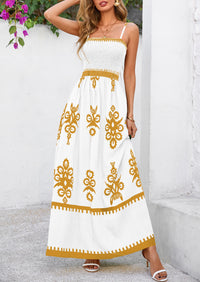 Floral Sundress Spaghetti Strap Flowy Beach Vacation Boho Maxi Dresses