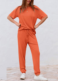 Two Piece Outfit Short Sleeve  Pullover Tops Tracksuits
