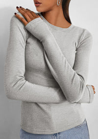 Casual Long Sleeved Round Neck Y2k Top