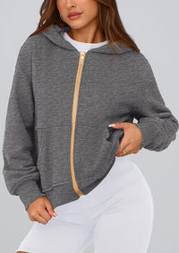 Y2K Zip Up Hoodie Long Sleeve Loose Fit Pockets Casual Sweatshirt