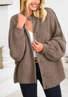 PRETTYGARDEN Women's Winter Button Down Cardigan Sweaters Mock Neck Lantern Long Sleeve Chunky Knit Jacket Trendy Outerwear