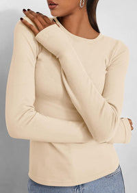 Casual Long Sleeved Round Neck Y2k Top