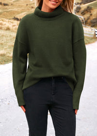Long Sleeve Oversized Chunky Knitted Casual Turtleneck Sweaters