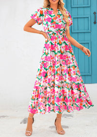 Casual V-neck short sleeved Bohemian Maxi dress