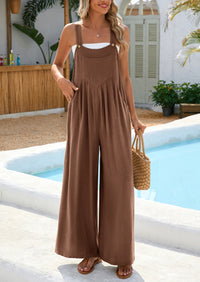 Casual Sleeveless Shoulder Strap Loose Wide Leg Pants