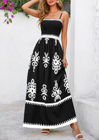 Floral Sundress Spaghetti Strap Flowy Beach Vacation Boho Maxi Dresses
