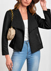 PRETTYGARDEN Women's Faux Suede Jackets Fashion Fall Clothes Long Sleeve Open Front Cropped Coat Outwear