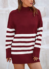 PRETTYGARDEN Women's Oversized Striped Sweaters Fall Casual Long Sleeve Turtleneck Pullover Chunky Knit Jumper Tops