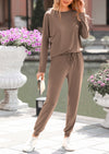 PRETTYGARDEN Lounge Outfit Long Sleeve Crewneck Pullover Tops High Waisted Pants Set Tracksuit