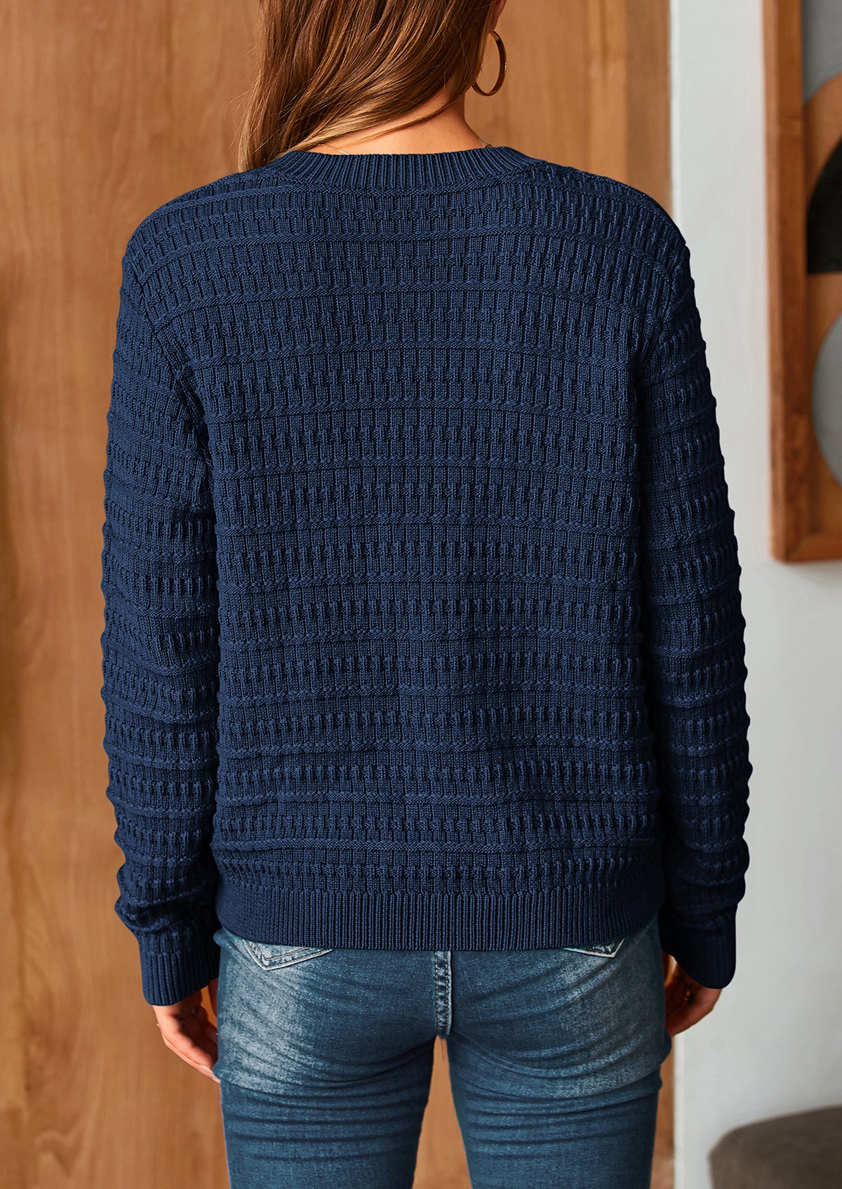 Knit Cardigan Long Sleeve Open Front Button Down Jacket