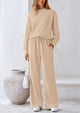 Casual Long Sleeve Pullover Tops and Wide Leg Pants Knitted Two Piece Sets