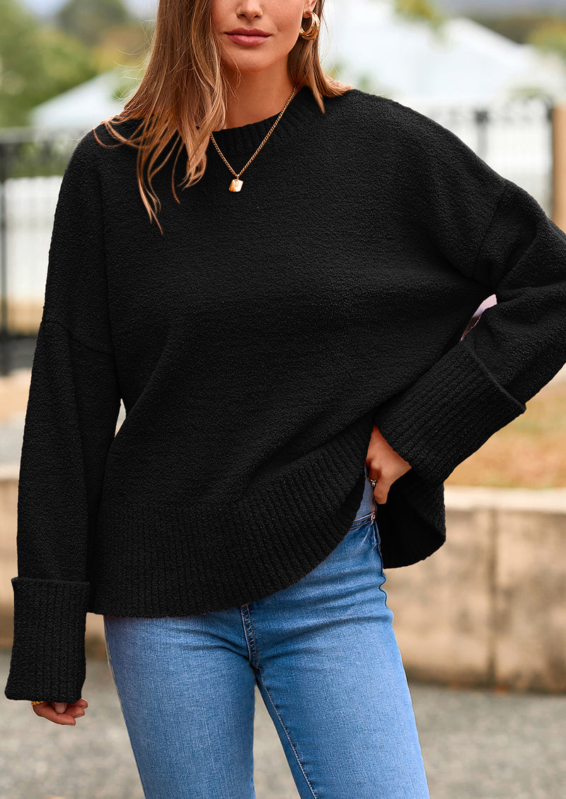 PRETTYGARDEN Women's Fall Oversized Sweaters Casual Crewneck Pullover Long Sleeve Fuzzy Chunky Knit Tops Blouse