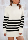 PRETTYGARDEN Women's Oversized Striped Sweaters Fall Casual Long Sleeve Turtleneck Pullover Chunky Knit Jumper Tops