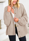 PRETTYGARDEN Women's Winter Button Down Cardigan Sweaters Mock Neck Lantern Long Sleeve Chunky Knit Jacket Trendy Outerwear