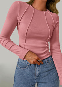 Long Sleeved Crop Exposed Casual T-Shirt