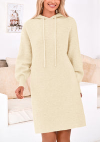 Knit Pullover Long Sleeve Hoodie Sweater Dress