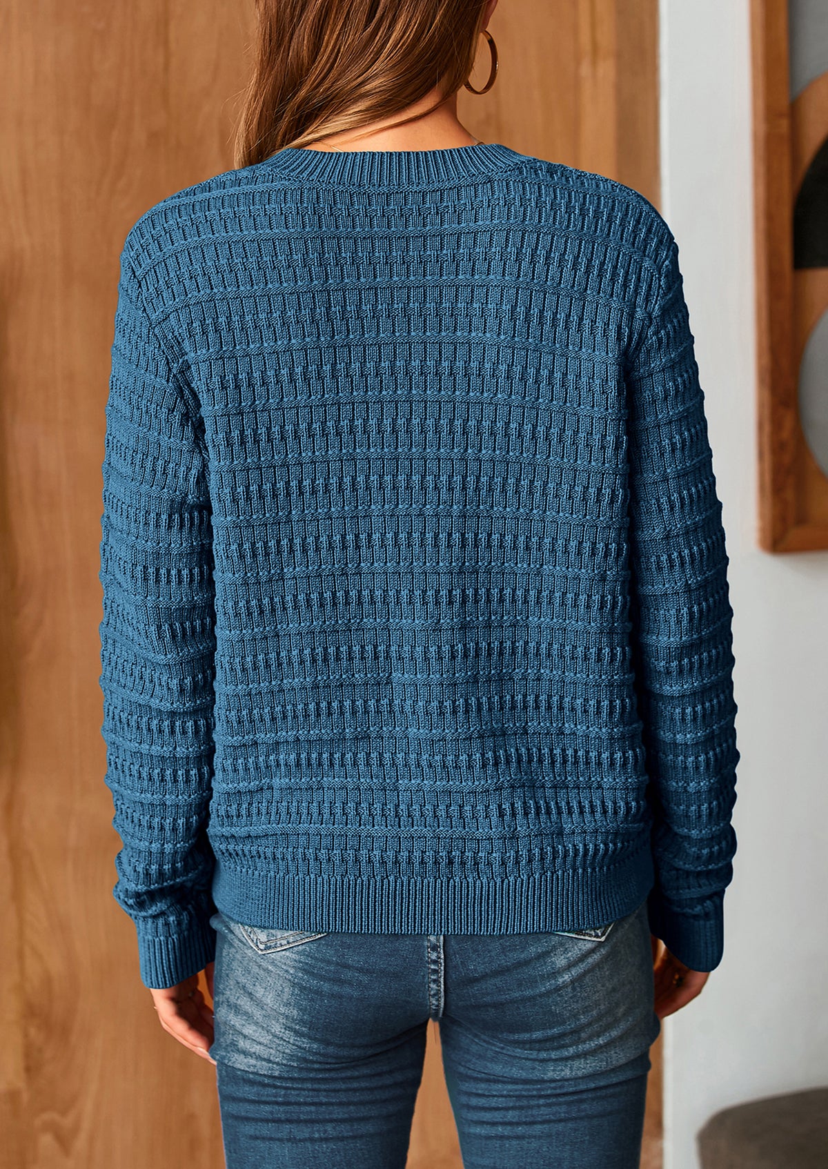 Knit Cardigan Long Sleeve Open Front Button Down Jacket