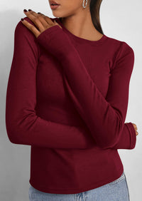 Casual Long Sleeved Round Neck Y2k Top