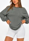 PRETTYGARDEN Women's Long Sleeve Tee Shirts Spring Fall Trendy Clothes Casual Loose Crewneck Ribbed Blouse Tunic Tops