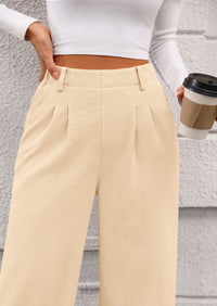 Wide Leg Casual High Elastic Waisted Work Office Palazzo Pants