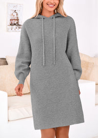 Knit Pullover Long Sleeve Hoodie Sweater Dress