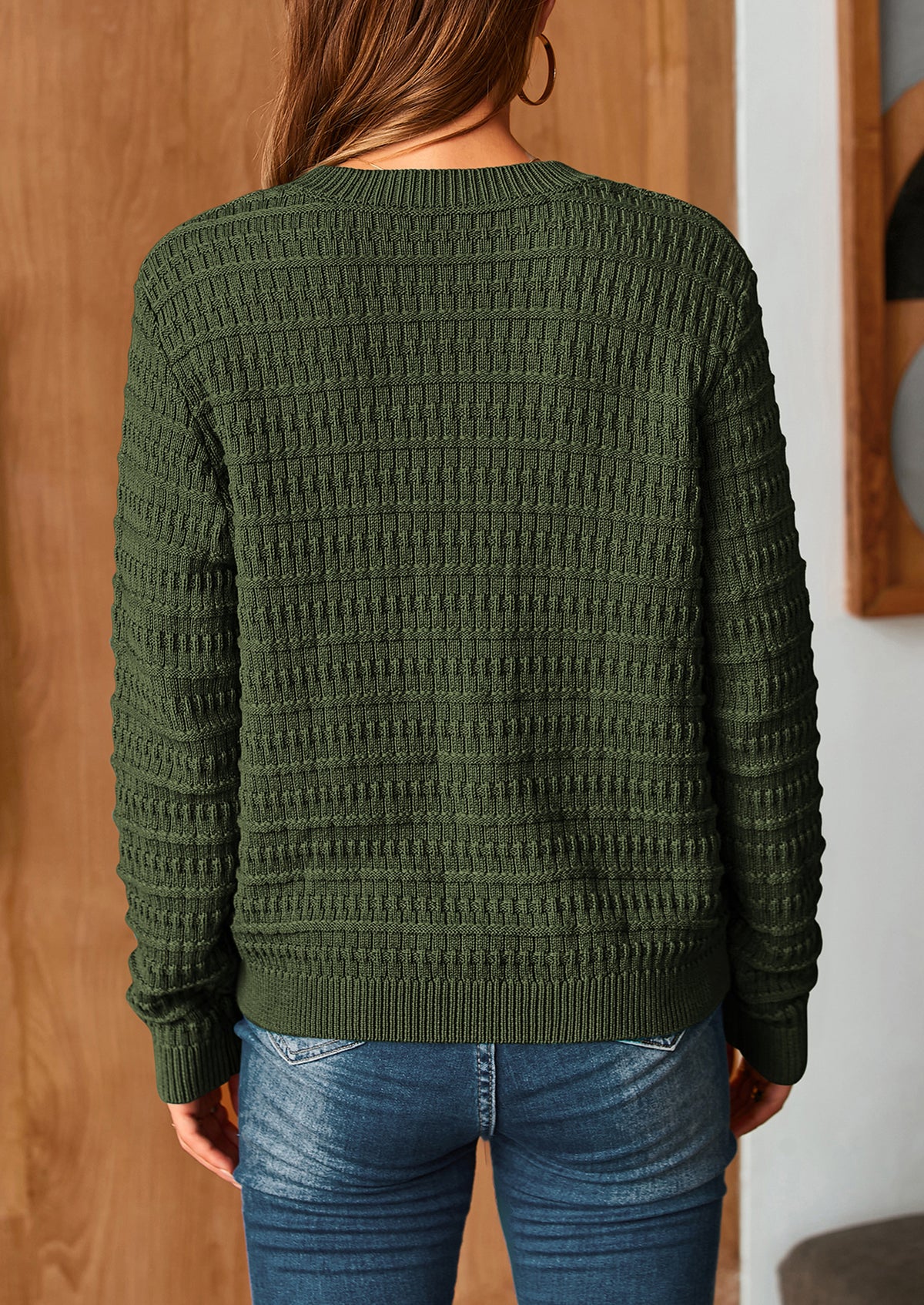 Knit Cardigan Long Sleeve Open Front Button Down Jacket