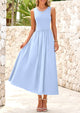 Casual Sleeveless Striped Ribbed Knit Long Dresses Beach Vacation Sundress