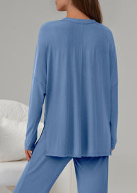 PRETTYGARDEN 2 Piece Lounge Sets for Women Fall Outfits Casual Loose Long Sleeve Tops Wide Leg Pants Matching Pajama Set