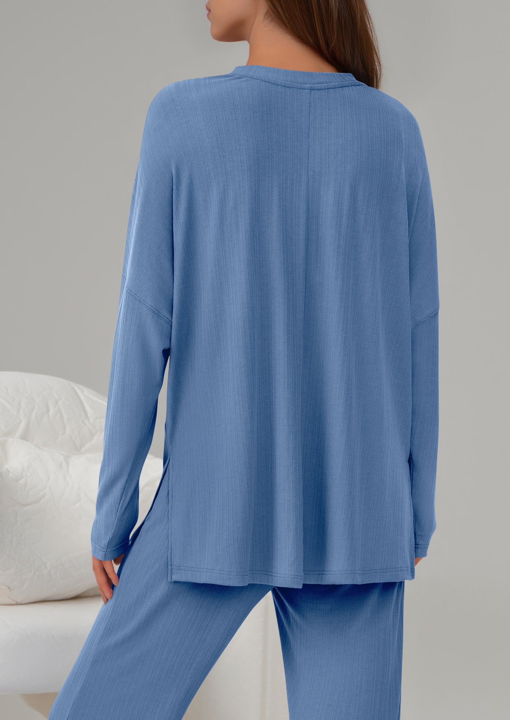 PRETTYGARDEN 2 Piece Lounge Sets for Women Fall Outfits Casual Loose Long Sleeve Tops Wide Leg Pants Matching Pajama Set