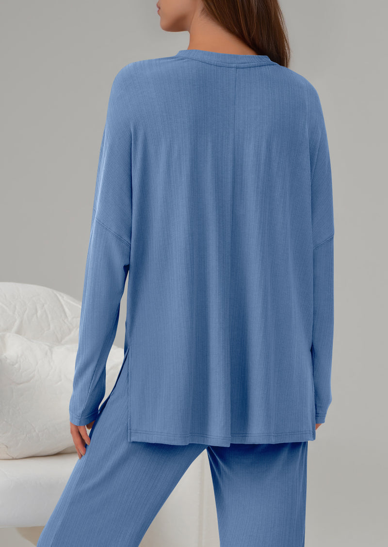 PRETTYGARDEN 2 Piece Lounge Sets for Women Fall Outfits Casual Loose Long Sleeve Tops Wide Leg Pants Matching Pajama Set