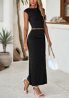 PRETTYGARDEN Summer 2 Piece Sets for Women Going Out Casual Cap Sleeve Crop Tops Ruched Maxi Long Skirts Spring Outfits