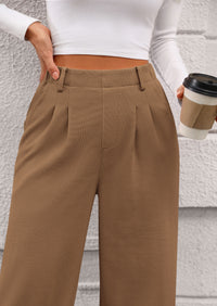 Wide Leg Casual High Elastic Waisted Work Office Palazzo Pants